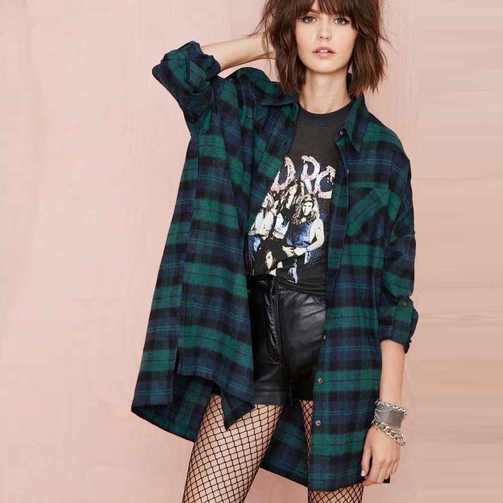New Autumn Women Oversized Plaid Tartan 