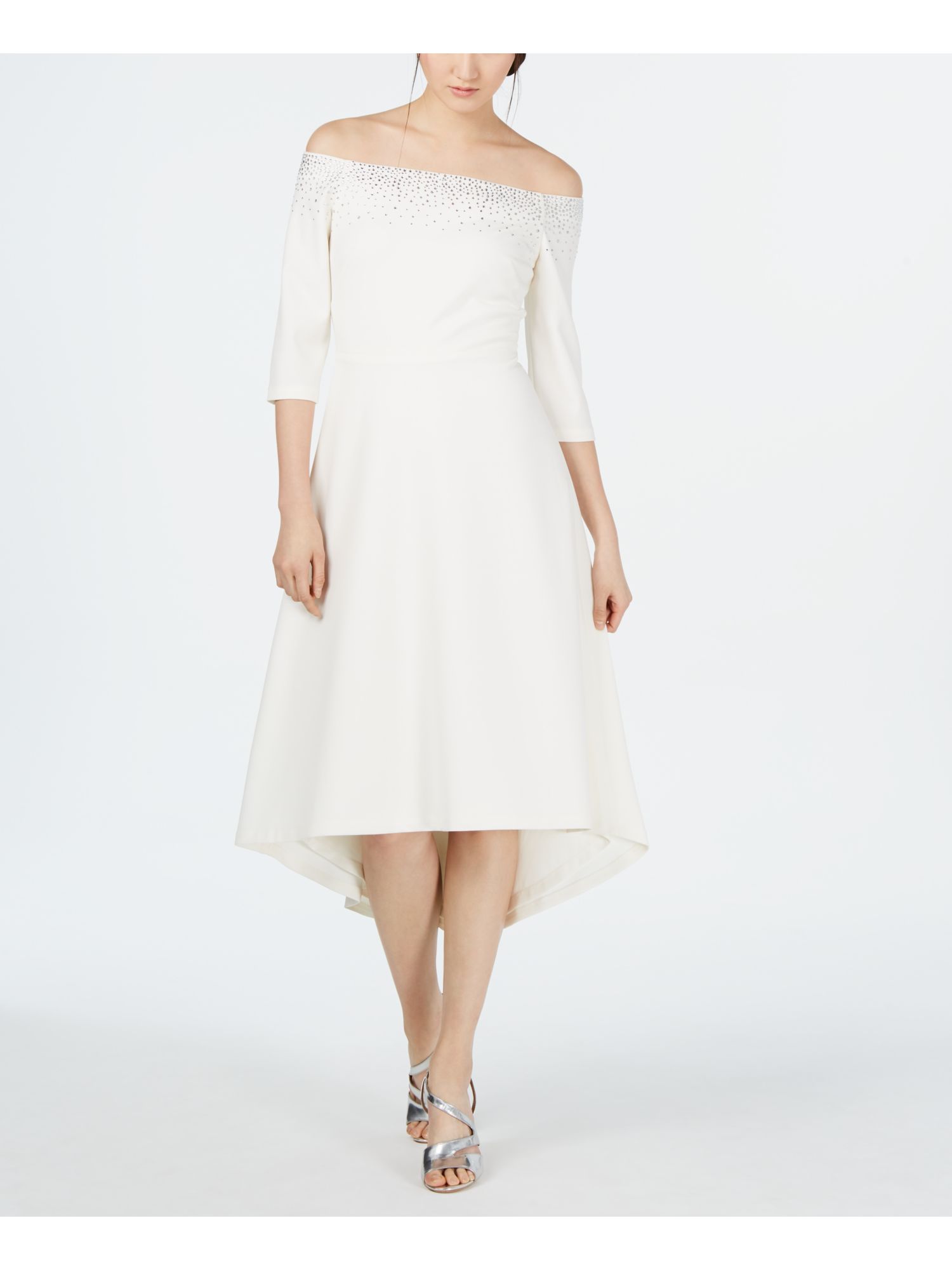 CALVIN KLEIN Womens White 3/4 Sleeve 