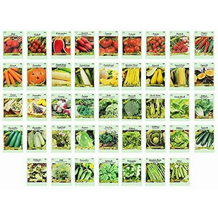 Set of 43 Assorted Vegetable & Herb Seeds - 43 Varieties - Create a Deluxe Garden All Seeds are Heirloom - 100% Non-GMO by Black Duck Brand