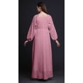 thumbnail image 4 of Bimba Robe Maxi à Manches Longues pour Femmes en Georgette Mousse Imprimée de Plumes d'Aigle, Taille Élastique - Petit, 4 of 5