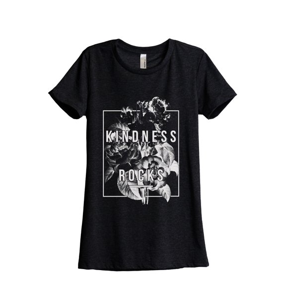 Kindness Rocks Women's Fashion Relaxed T-Shirt Tee Heather Black Large