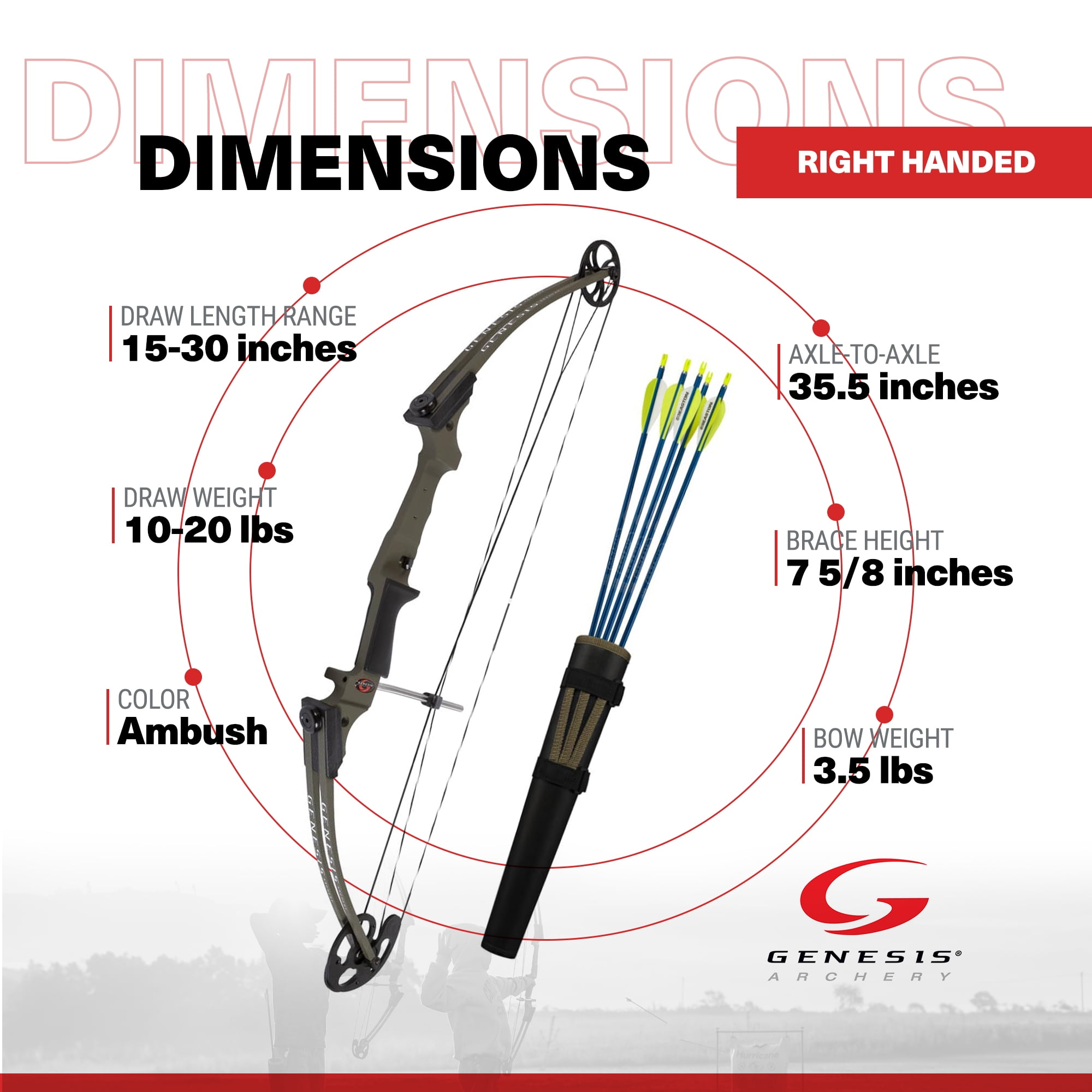 Open Box Genesis Archery Original Target Practice Bow Kit, Right Handed, Ambush