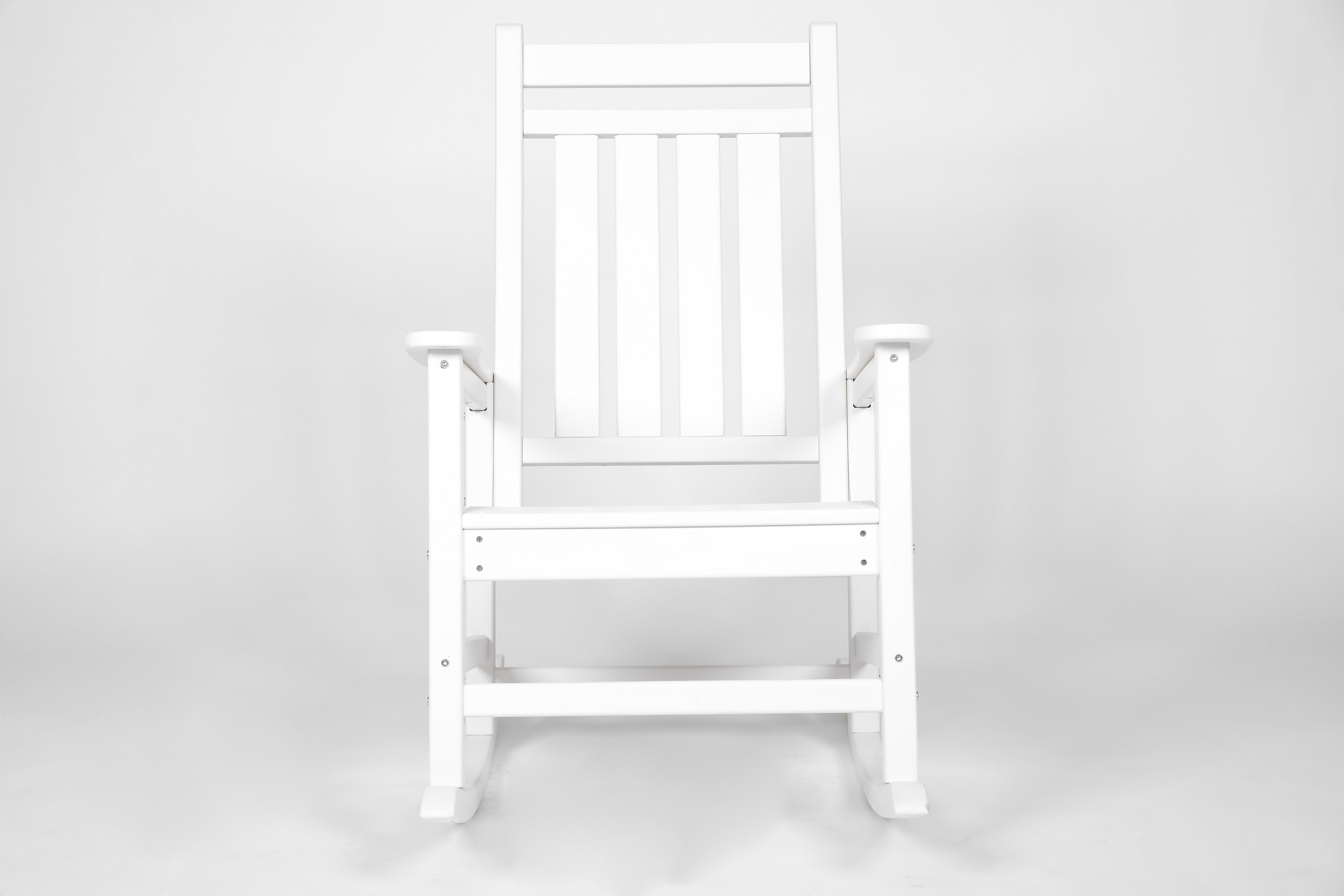 Oversized Adult Rocking Chair, Wood Texture Outdoor Relax Chair for Lawn Garden Backyard Patio Leisure, White