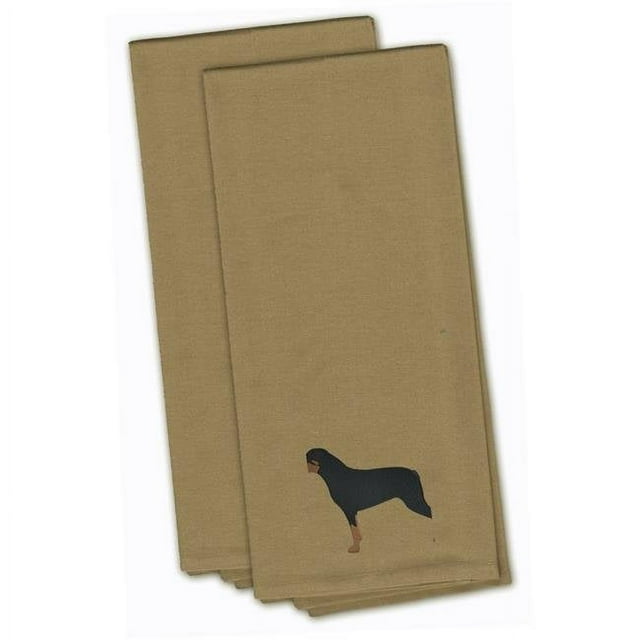 Carolines Treasures BB3466TNTWE Rottweiler Tan Embroidered Kitchen Towel - Set of 2