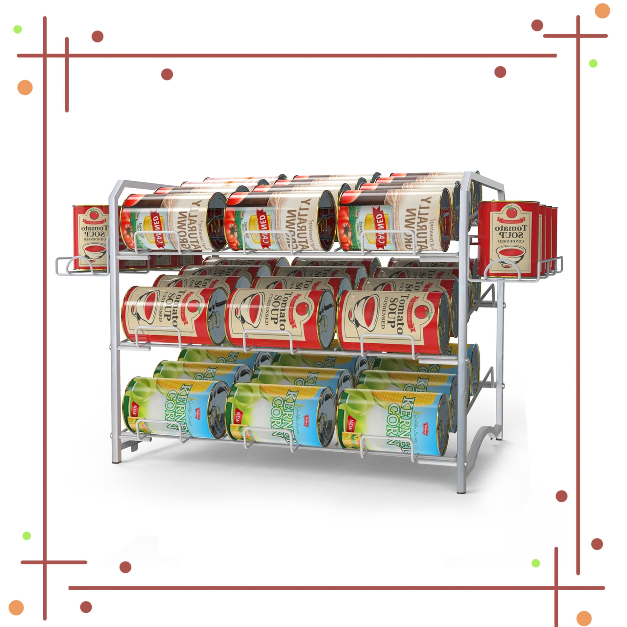 Auledio 3 Tier Metal Can Rack Organizer Stackable Freestanding Storage