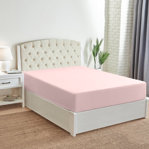 Mellanni Fitted Sheet, up to 16" Deep Pocket, Soft Microfiber, 1 Piece Twin, Blush Pink