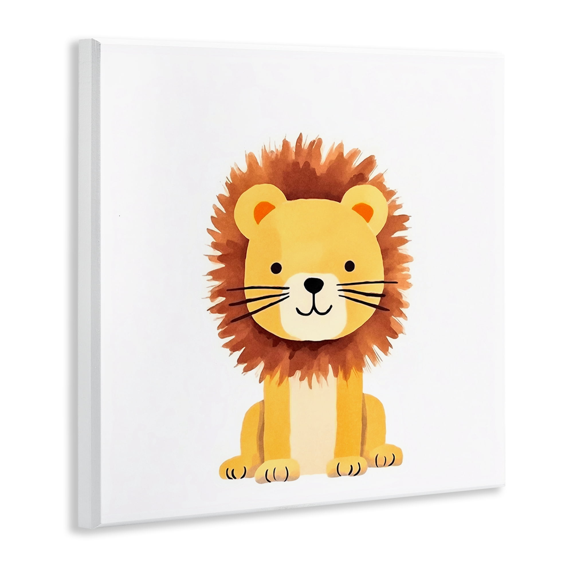 Stupell Industries Sitting Baby Lion Cub Animals Painting Unframed Art Print Wall Art, 12 x 12