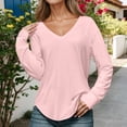thumbnail image 4 of MHFRRA Camiseta de Manga Larga con Cuello En V para Mujer, Corte Holgado, Informal, con Hombros descubiertos y Dobladillo Anudado a La Cintura para Uso Diario Rojo, 4 of 5