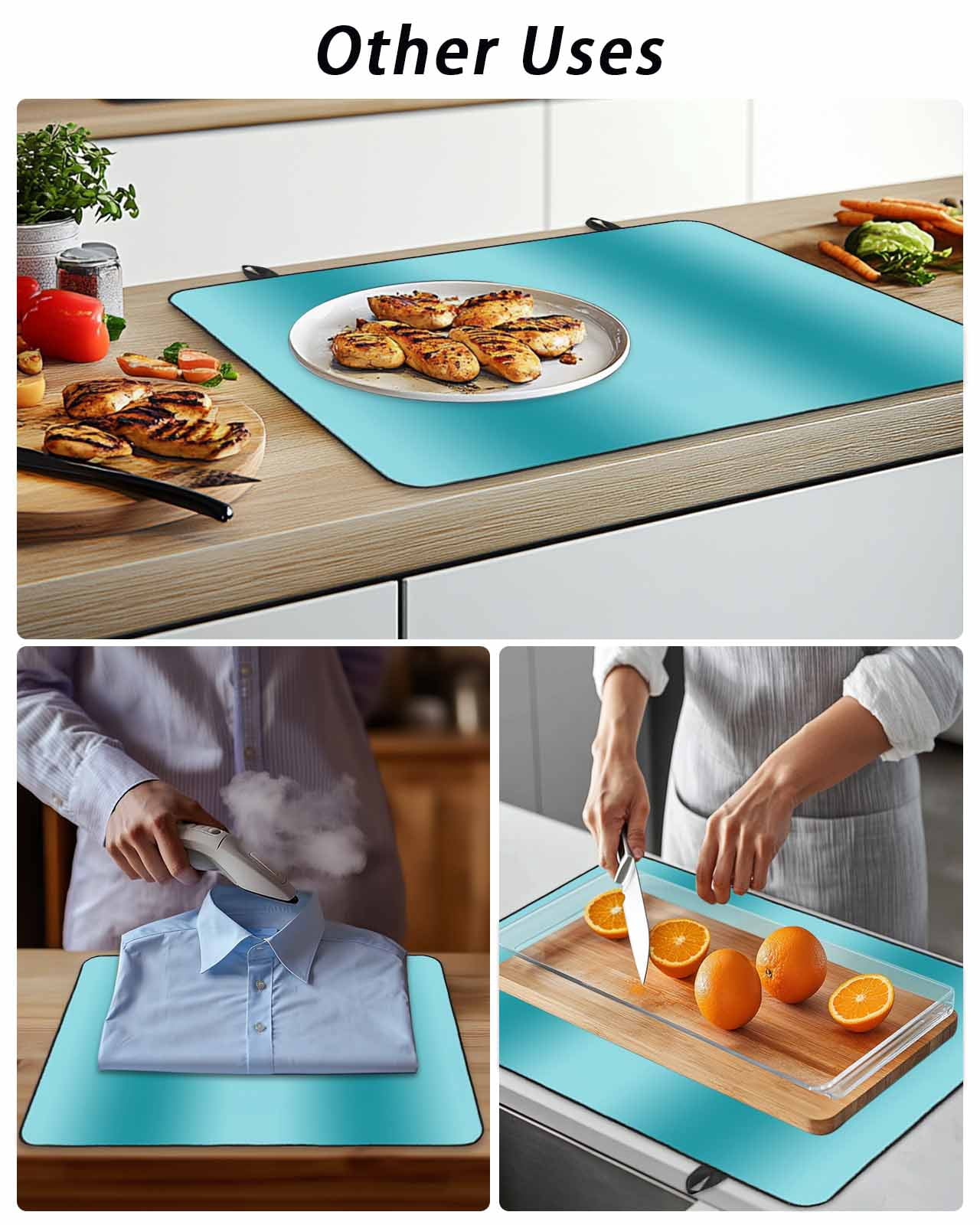 Stove Top Covers for Electric Stove, Teal Ombre Glass Stovetop Cover Protector, Modern Abstract Art Farmhouse Gradient Induction Cooktop Protector Oven Mat for Kitchen Countertop 28.5"x20.5"