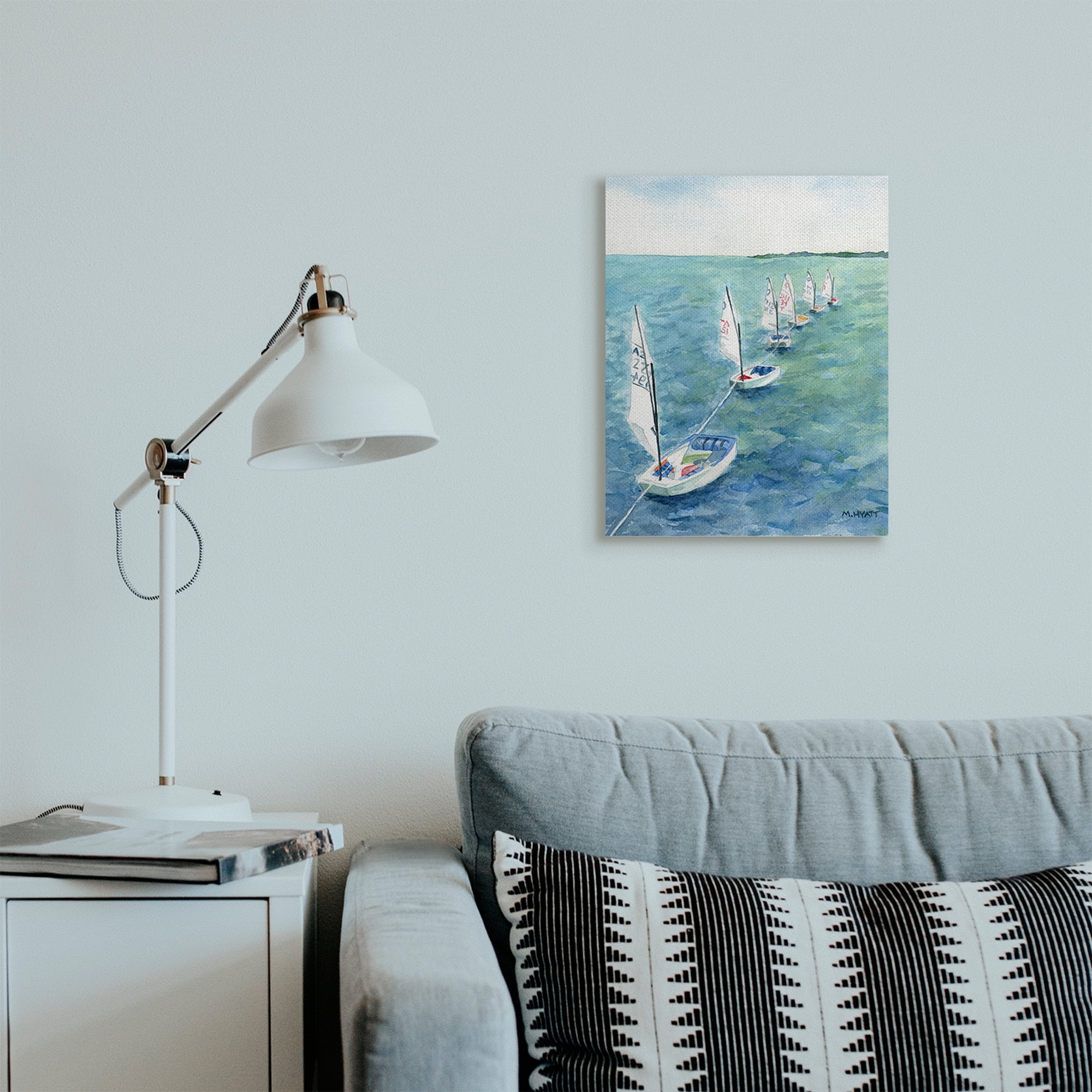 Stupell Industries Sail Boats Floating in a Row Coastal Landscape Canvas Wall Art, 16 x 20, Design by Melissa Hyatt LLC