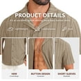 thumbnail image 6 of Iceglad Mens Casual Button Down Shirts Short Sleeve Striped Shirts Textured Summer Beach Shirt Khaki L, 6 of 9