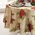thumbnail image 3 of Elrene Home Fashions Festive Poinsettia Holiday Fabric Tablecloth, Multi, 70" x 70" Round, 3 of 4