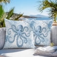 thumbnail image 3 of Throw Pillow Covers 18x18 Inch Set of 2, Blue Octopus Waterproof Outdoor Pillow Covers, Summer Watercolor Ocean Coral Decorative Cushion Pillowcases for Couch, Sofa, Bed, Garden, Patio, 3 of 9