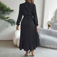 thumbnail image 6 of MORTTIC Women's Elegant High Neck Long Sleeve Belted Pleated Maxi Dress - Solid Color Flowy Office Dress for Spring & Fall, 6 of 7