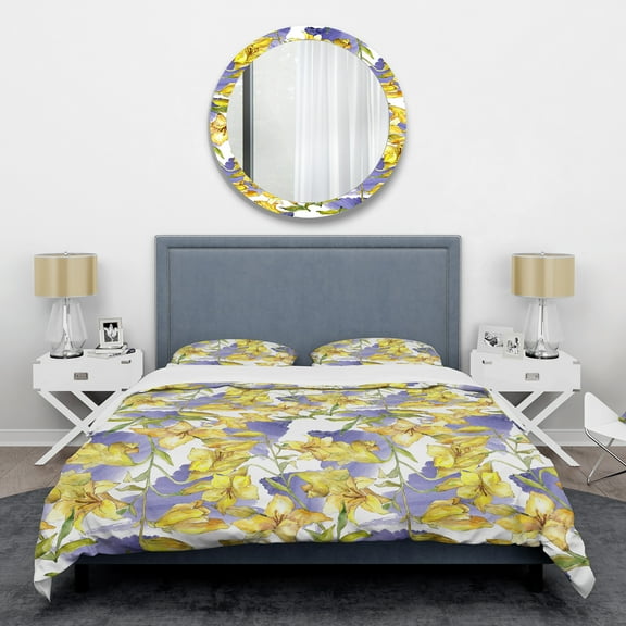 Designart 'Retro Handdrawn Poppies V' Mid-Century Modern Duvet Cover Set