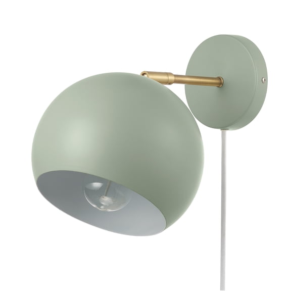 Globe Electric Novogratz x Globe Willow 1-Light Plug-in or Hardwire Sage Green Indoor Wall Sconce