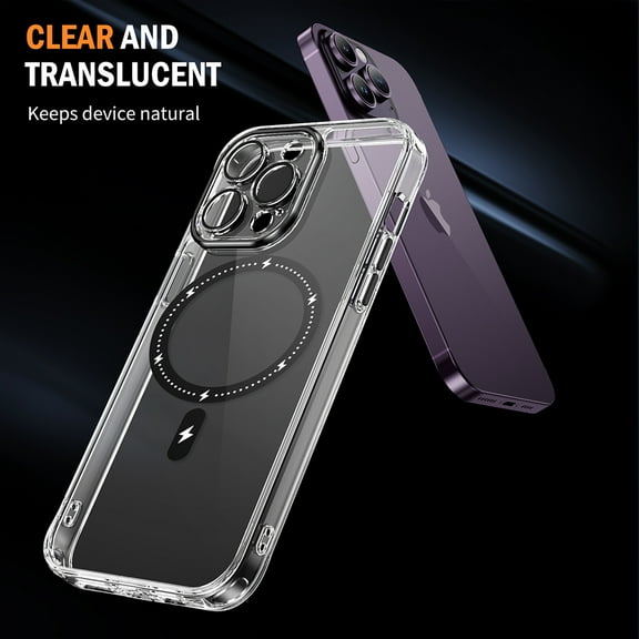 Phone Case for Apple iPhone 15 Pro (6.1") Magnetic Hybrid Compatible with MagSafe High Quality Full Raised Camera Lens Protection Cover [ Clear   Black ]