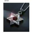 thumbnail image 4 of Hexagram Dije Collar para Hombre, Playera hip-hop retro punk Dije Largo Suéter Accesorio Cadena Dije, Plata, 4 of 8