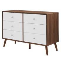 Dresser Drawer Chest, Walnut White, Wood, Mid Century Bedroom Living, Modern Contemporary HB35656