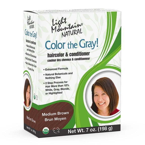 Light Mountain Color The Gray Natural Hair Color and Conditioner, Medium Brown - 7 oz