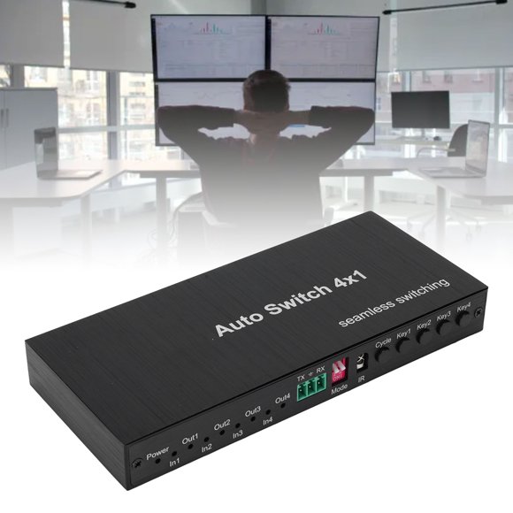 4 in 1 Out HD Multimedia Interface Splitter, Support HDCP 2.2 Highly Compatible HD 1080P PCM Sound Formats HD Multimedia Interface 4x1 Switcher for Computers EU Plug,UK Plug,US