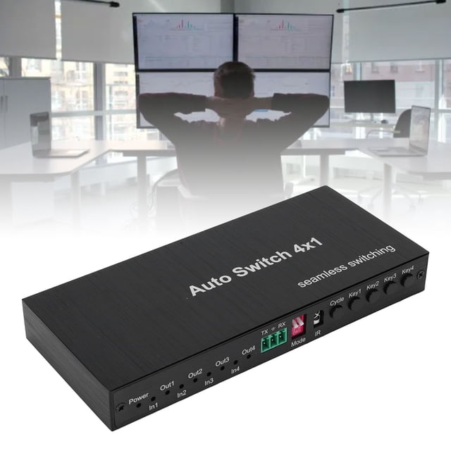 4 in 1 Out HD Multimedia Interface Splitter, Support HDCP 2.2 HD Multimedia Interface 4x1 Switcher with IR Remote for DVD Players EU Plug,UK Plug,US Plug