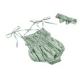 thumbnail image 2 of PENGXIANG 2Pcs Bébé Été Tenues Floral Imprimé Spaghetti Sangle Romper Bowknot Bandeau, 2 of 5