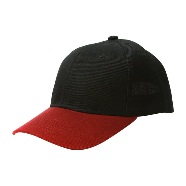 Curve Bill Adjustable Baseball Cap, Black/Maroon