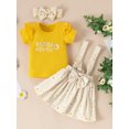 thumbnail image 2 of Mialoley Baby Girl Tops, Suspender Skirt Suit, Short Sleeve Round Neck Blouse Casual Floral Half Dress+Headband, 2 of 8