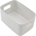 thumbnail image 2 of 4 Pack Small Plastic Portable Storage Container Bin with Handles  Utility Organizer Basket Box for Bathroom  Closet  Cabinet  Office  Home  Gray, 2 of 7