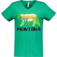 thumbnail image 3 of Inktastic Montana Lake and Trees in Bear Silhouette Women's V-Neck T-Shirt, 3 of 5
