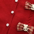 thumbnail image 6 of Odeerbi Toddler Girls Fall Winter Outfits Rabbit Cardigan Sweater with Plaid Pleated Skirt Set 1-8 Years Kids Cute Long Sleeve Tie Button Sweater Skirt Two-piece Set Toddler Clothes Red, 6 of 9