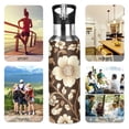 thumbnail image 7 of Yayeee 33oz Insulated Water Bottle Double Wall Stainless Steel with Flip Straw Lid, Brown Floral, 7 of 7