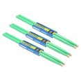 thumbnail image 1 of Uxcell 3 Pares de Baquetas de Madera de Arce Antideslizantes 5A Verdes para Instrumento Musical de Percusión, 1 of 7