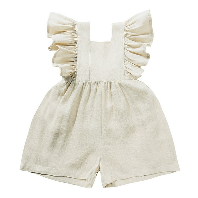 TZEWGL Casual Solid Romper For Newborn Ruffled Fly Sleeve Playsuits For Infnat Beach Sport size 18-24M