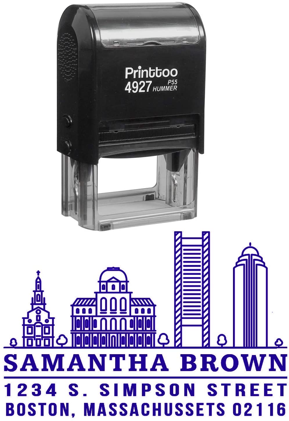 Printtoo Boston City Design Custom Return Address Self Inking Personalized  Rubber Stamp-Violet 