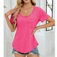 thumbnail image 4 of Annhoo Shirts for Women with Pocket Crew Neck Summer Short Sleeve Basic Tee Casual Loose Going out Tops, 4 of 8
