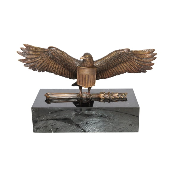 American Eagle Bronze Sculpture on Marble Base Patriotic Decor 20" x 8" x 14"H
