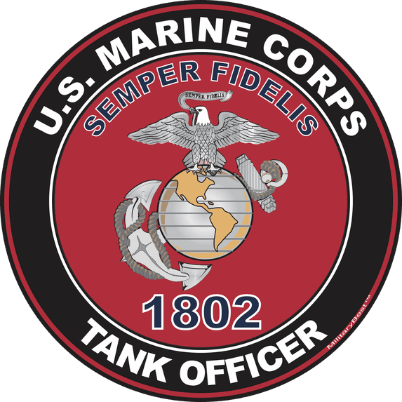 U.S.M.C. MOS 1802 Tank Officer Decal 3.8" - Red