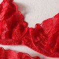 thumbnail image 5 of Gibobby Ropa interior mujer Conjunto de lencería sexy de encaje suave para mujer, ropa interior transparente con aros de encaje floral(Rojo, M), 5 of 5