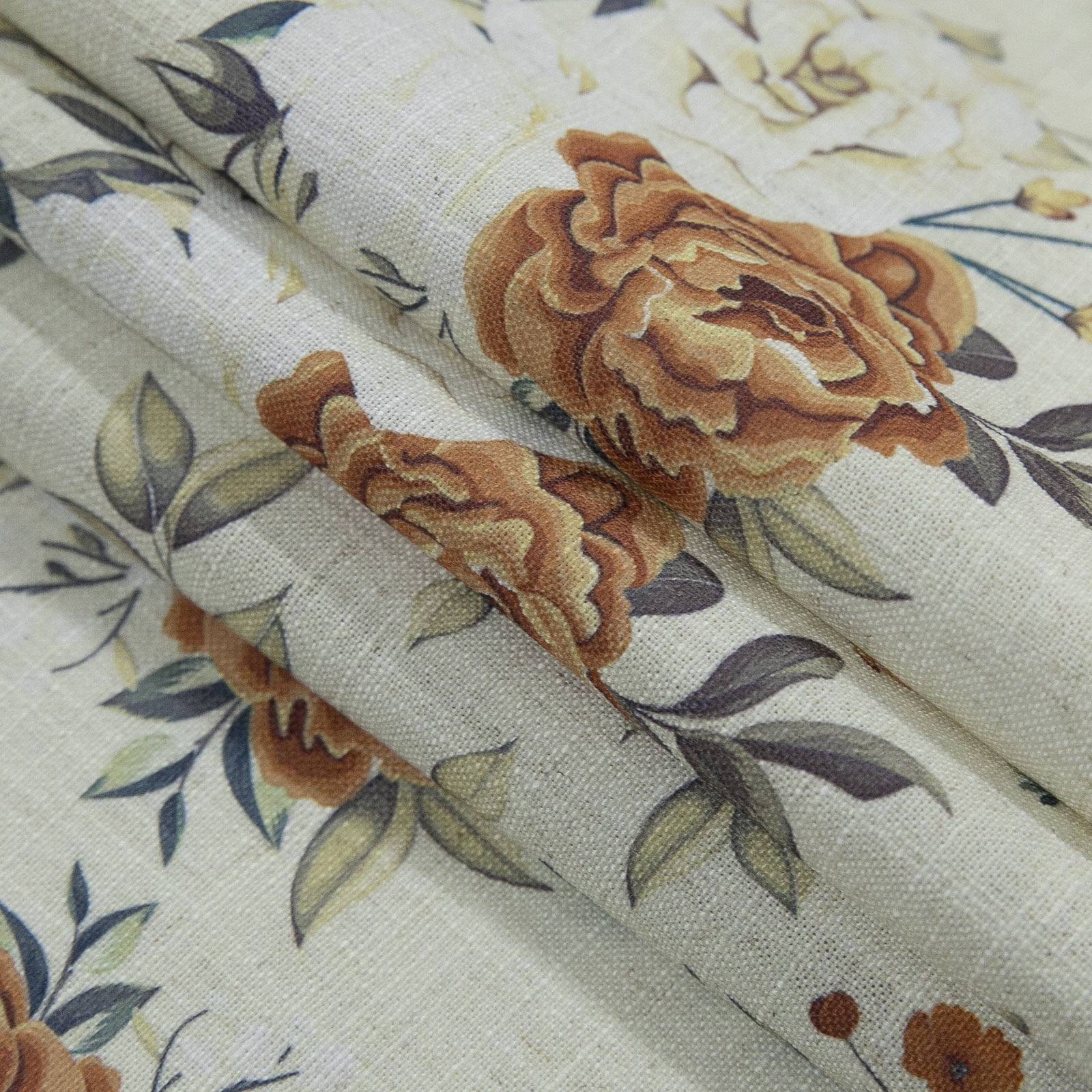 TWOPAGES 26"x96" Linen Blend Curtain Boho Boho Light Filtering Pinch Pleat Drape for Door Window, 1 Panel, Light Brown