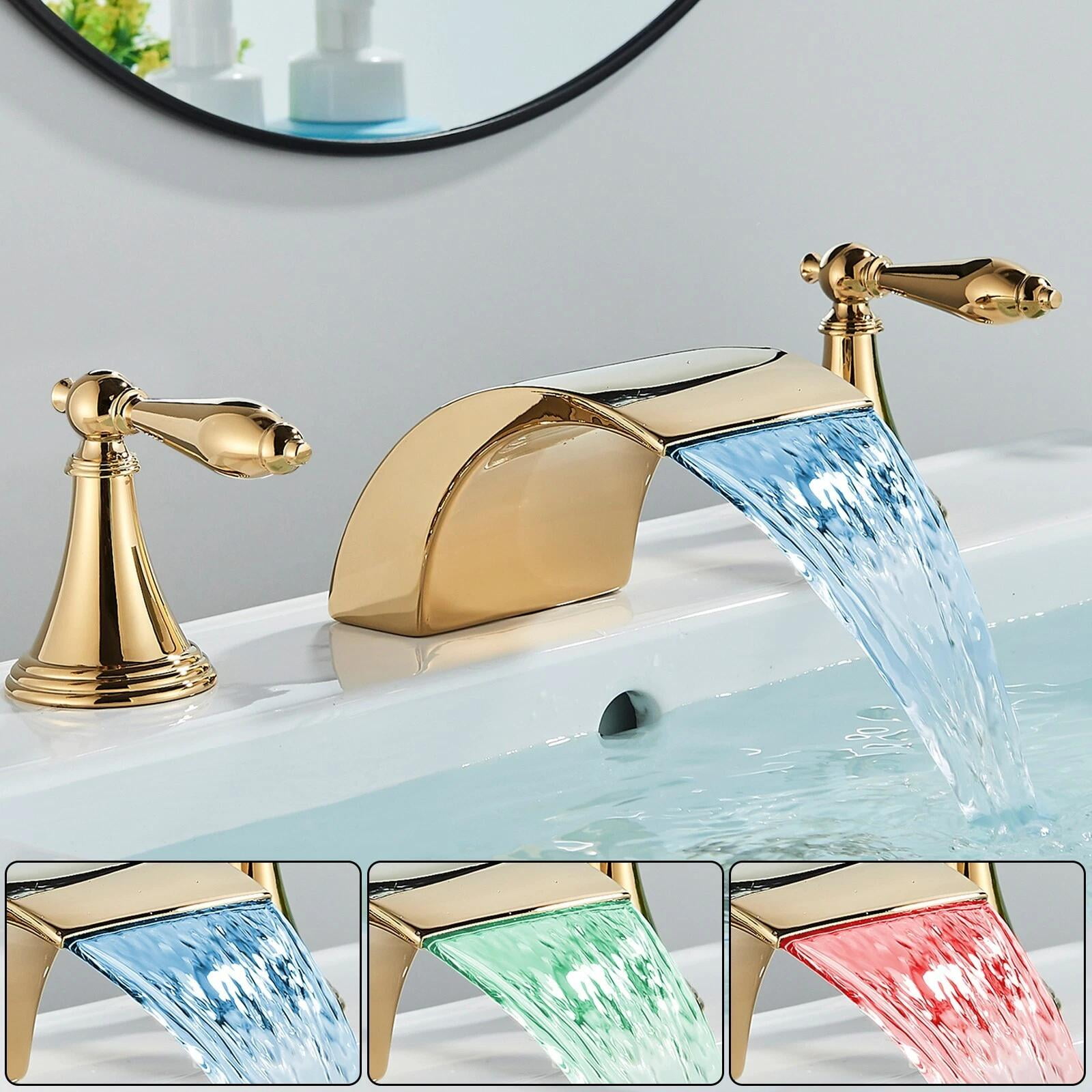 Gold 8" Widespread Bathroom Sink Faucet 3 Holes Vanity Basin Mixer Taps 2 Handle