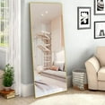 thumbnail image 4 of 65"x22" Aluminum Alloy Frame Mirror Rectangular Full Length Floor Mirror Gold, 4 of 8
