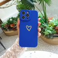 thumbnail image 3 of Compatible for iPhone 14 Pro Max Case Luxury Gold Heart Pattern, Side Cute Plated Heart Pattern Case for Women Girls Soft TPU Shockproof Camera Protective Back Cover Case - Blue, 3 of 11