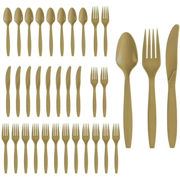 Amscan Assorted Cutlery, Gold, Pack Of 32 Pieces
