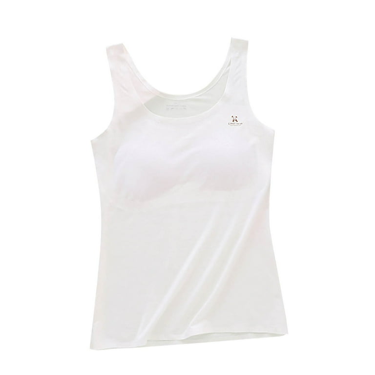 Girls Tank Top with Built in Bra Training Bras Cotton Camisole