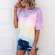 thumbnail image 3 of Camiseta informal de verano con cuello redondo y mangas cortas para mujer, blusa con efecto tie-dye, 3 of 5
