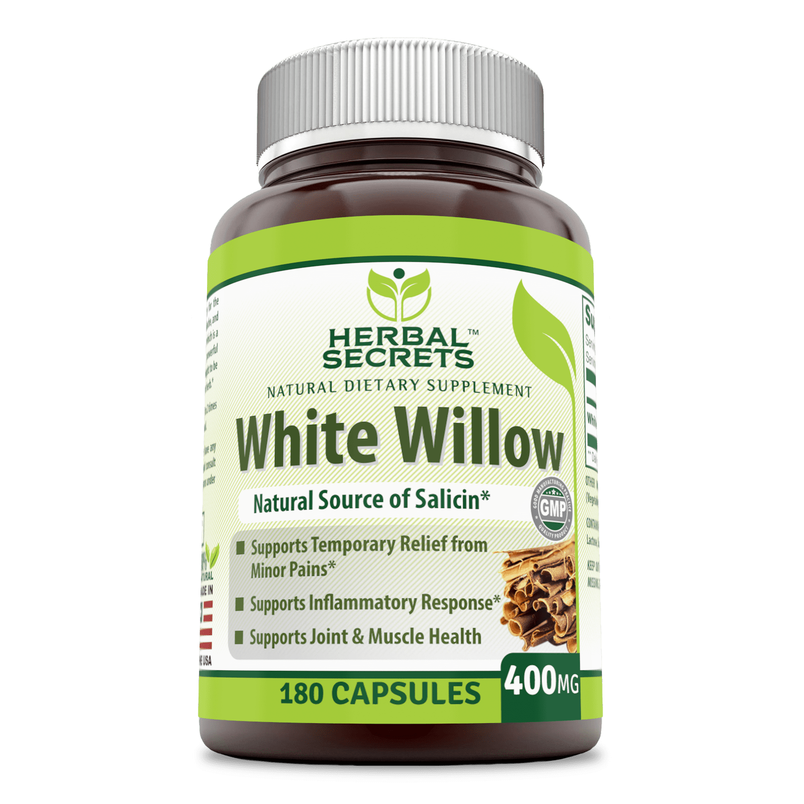 Herbal Secrets White Willow Bark 400 Mg 180 Capsules