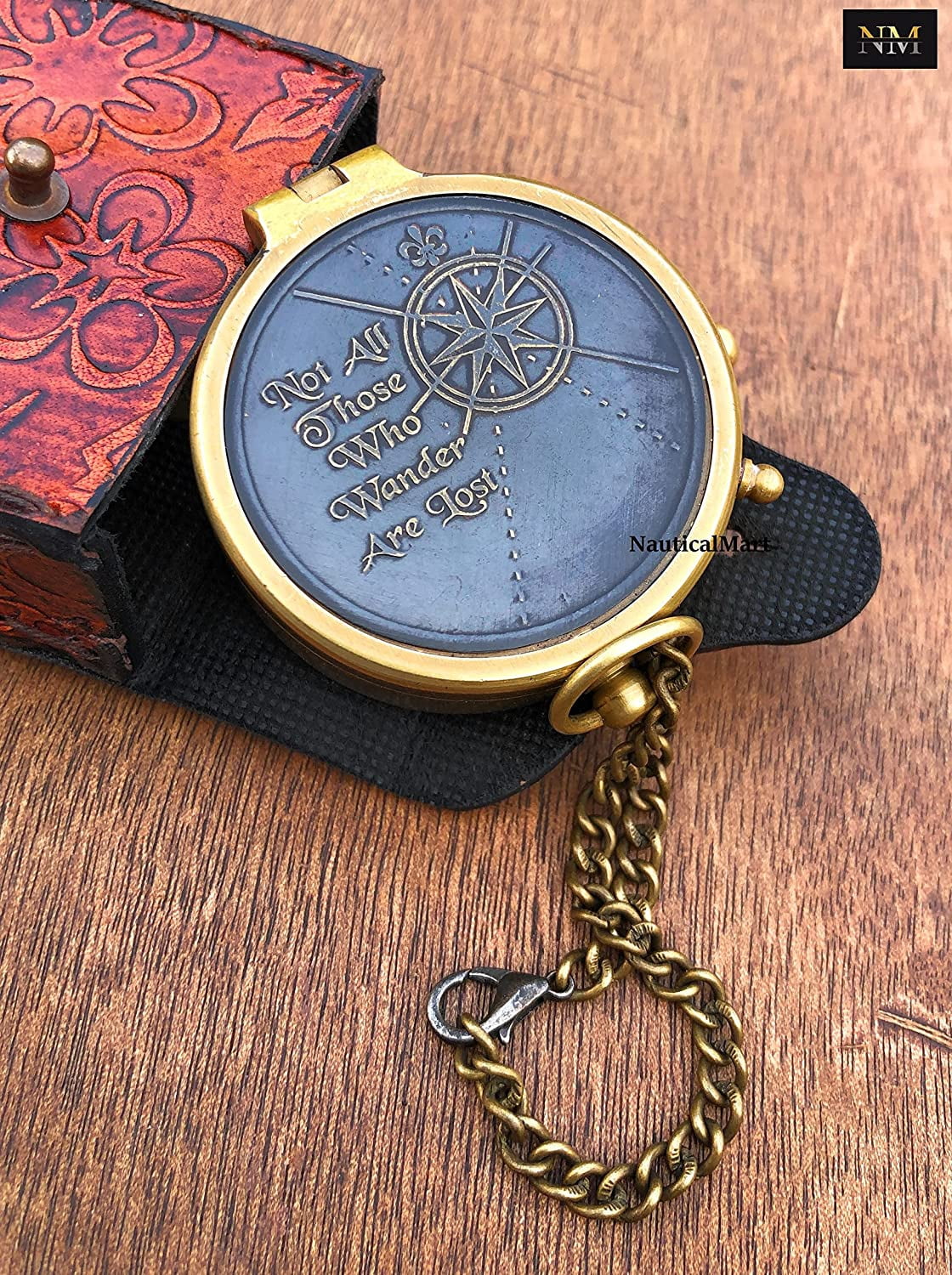 Brass Engraved Compass Directional Pocket Working Compass with Stamped Leather Case Personalized Gift for Anniversary, Birthday, Love, Sorry, Valentines Day, Keepsakes, Old Memories, Love Momentos