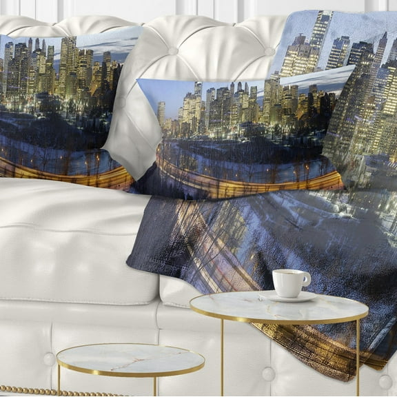 Designart Downtown Calgary - Cityscape Photo Throw Pillow - 12x20